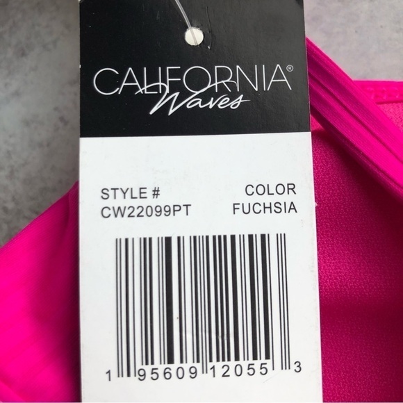 California Waves Ribbed Swim Bikini Top Fuschia Medium - Picture 4 of 8